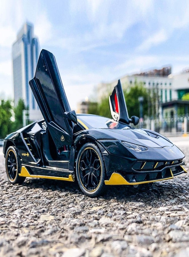 سيارة KEXXA مصبوبة متوافقة مع سيارات لامبورغيني LP770 بمقياس 1/24، سيارة لعبة تعمل بالسحب للخلف مع صوت وضوء، هدية مثالية للأطفال والأولاد (أسود) - Image 4